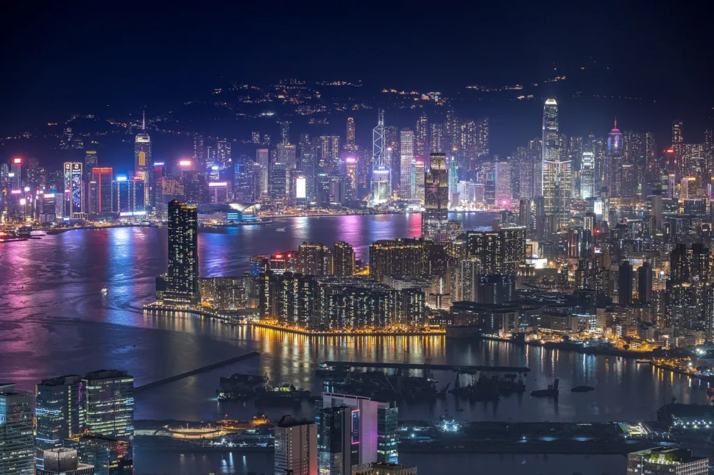 skyscrapers, buildings, harbor