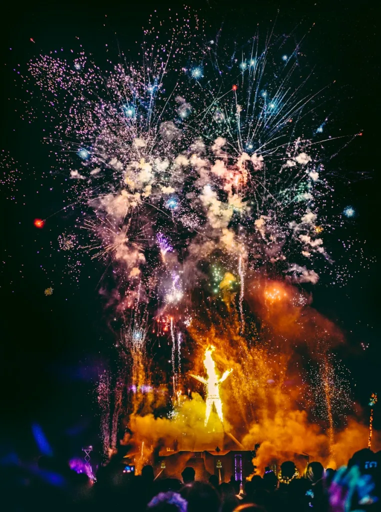 crowd of people watching fireworks display