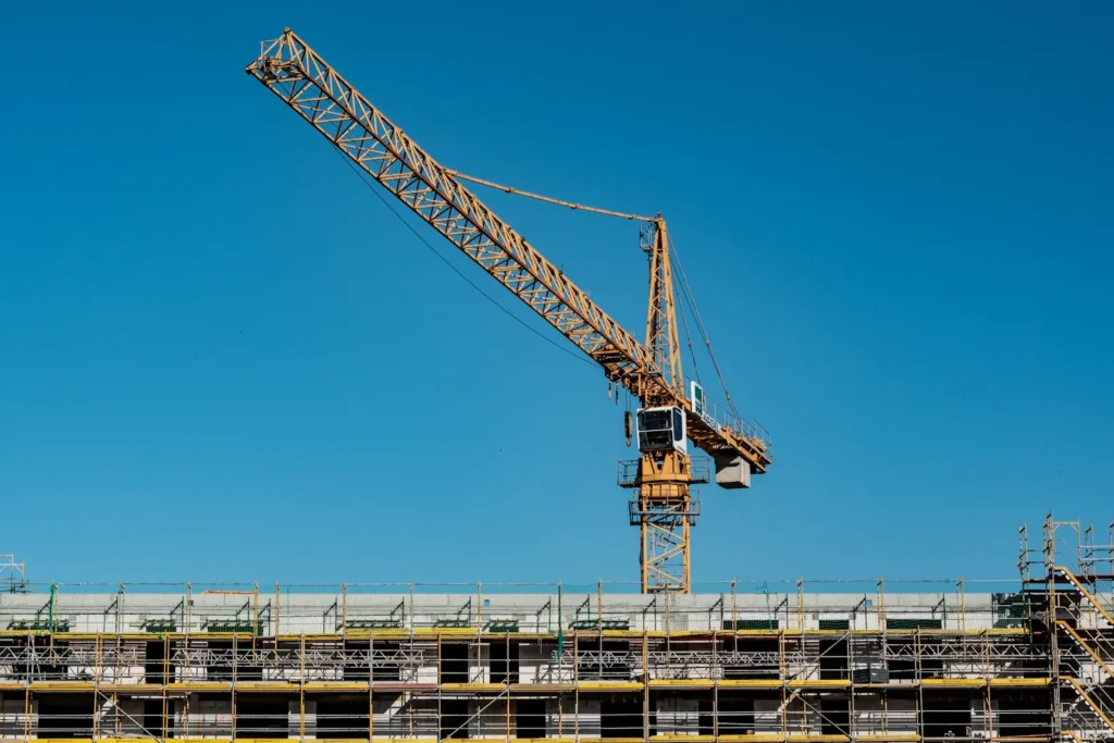 yellow building crane