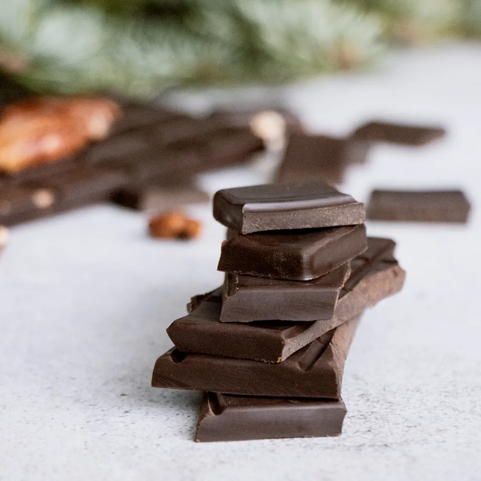 brown chocolate bars on white surface